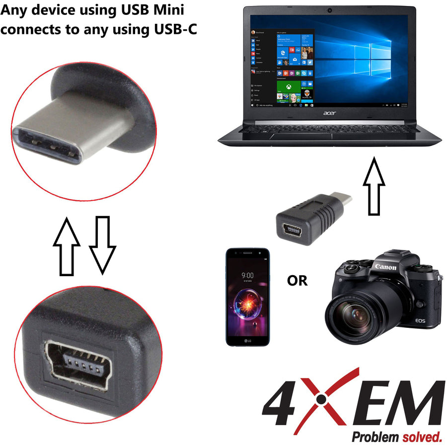 4XEM USB-C to Mini USB 2.0 Type-B Adaptor