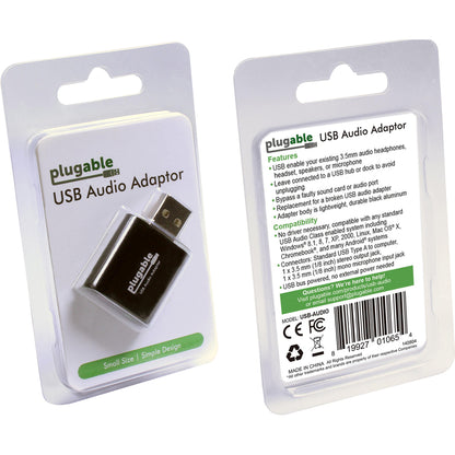 Plugable USB Audio Adapter with 3.5mm Speaker-Headphone and Microphone Jack