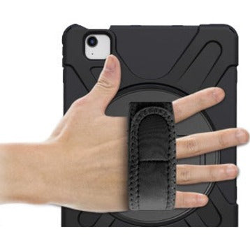 This case comes complete with a rotating kickstand and hand/shoulder neoprene strap.