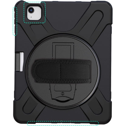 This case comes complete with a rotating kickstand and hand/shoulder neoprene strap.