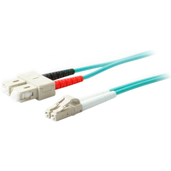 AddOn 10m LC (Male) to SC (Male) Aqua OM4 Duplex Fiber OFNR (Riser-Rated) Patch Cable