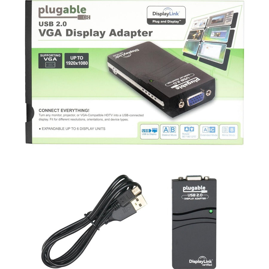 Plugable USB 2.0 to VGA Video Graphics Adapter for Multiple Monitors, Windows