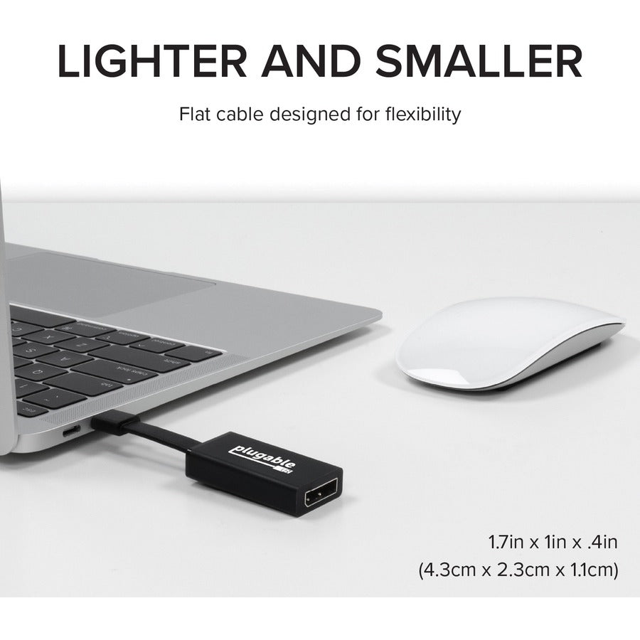 Plugable USB C to DisplayPort Adapter 4K 60Hz, Thunderbolt 3 to DP Adapter