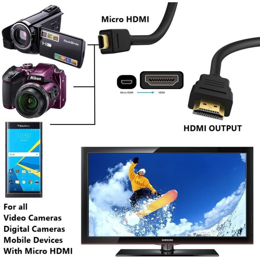 4XEM 10FT Micro HDMI To HDMI Adapter Cable