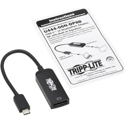 Tripp Lite USB C to DisplayPort Adapter Cable with Equalizer 8K DP 1.4 6in