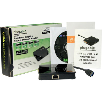 Plugable HDMI up to 2560x1440 and DVI / VGA 1920x1200. Supports Windows 10, 8.1, 7, XP