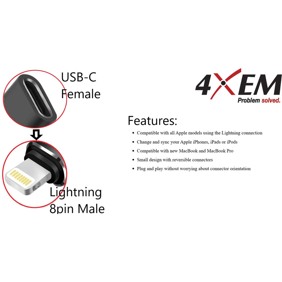 4XEM USB 3.1 Type-C Female to 8-pin Lightning Male Adapter