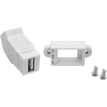 Tripp Lite USB 2.0 All-in-One Keystone/Panel Mount Angled Coupler (F/F), White