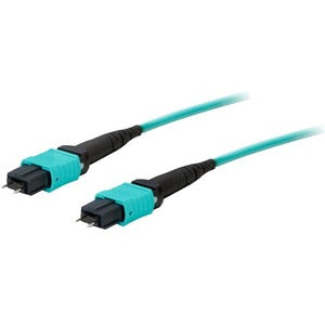 AddOn 15m MPO (Female) to MPO (Female) 12-Strand Aqua OM4 Straight Fiber OFNR (Riser-Rated) Patch Cable