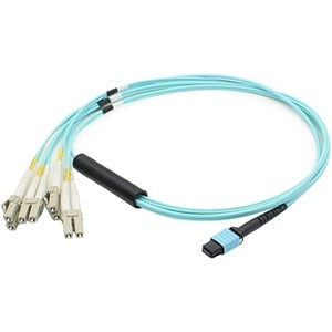 AddOn 1m MPO (Female) to 8xLC (Male) 8-Strand Aqua OM3 Fiber Fanout Cable