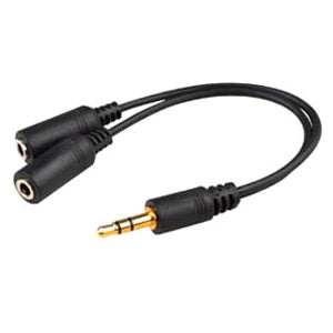 5PK 3.5mm Audio Input Male to 2x3.5mm Audio Output Female Black Adapters