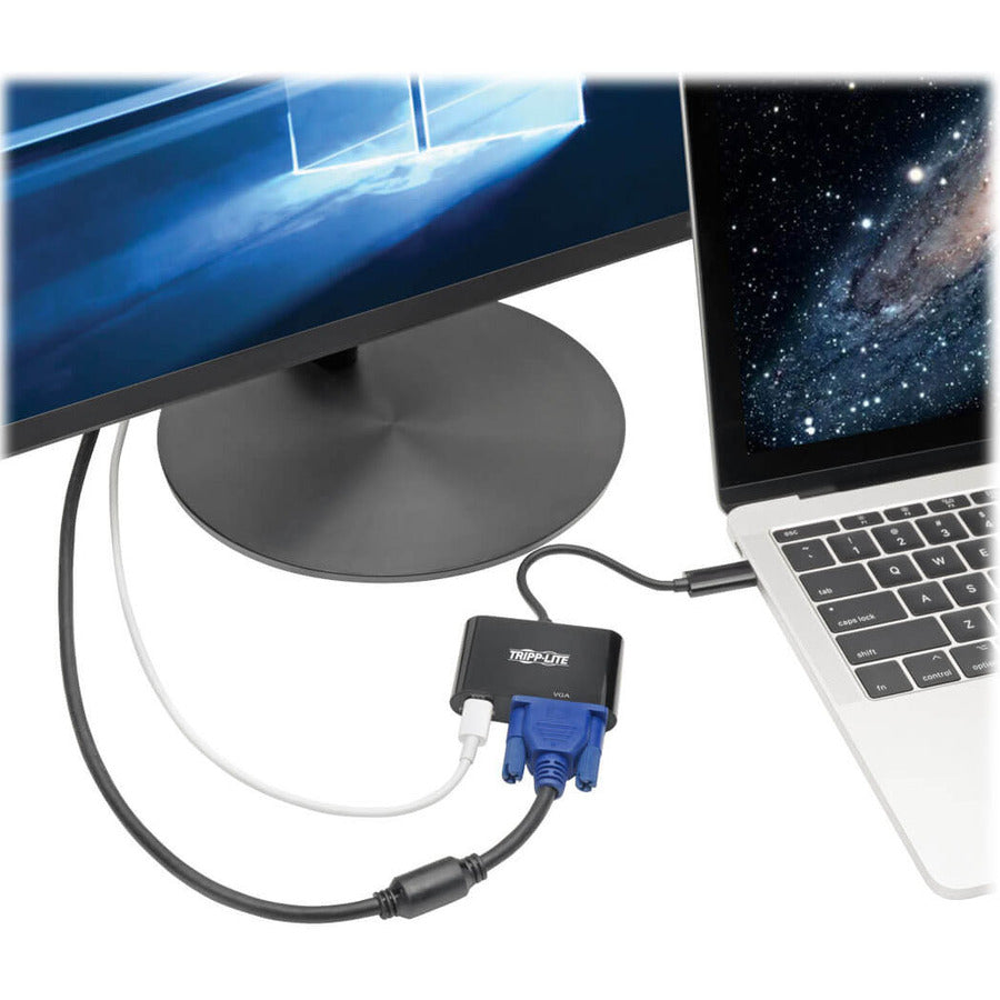 Tripp Lite USB C to VGA Adapter Converter w/ PD Charging 1080p Black USB Type C to VGA