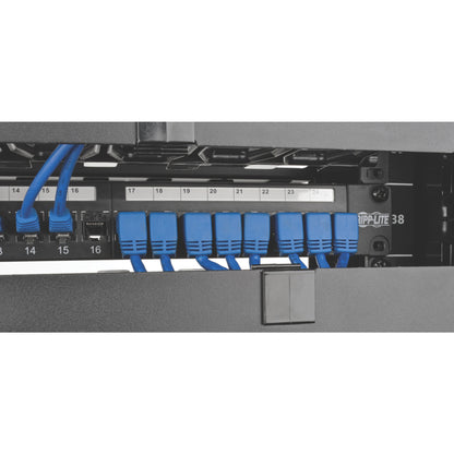 Tripp Lite 10ft Cat6 Gigabit Molded Patch Cable RJ45 Right Angle Down to Straight M/M Blue 10'