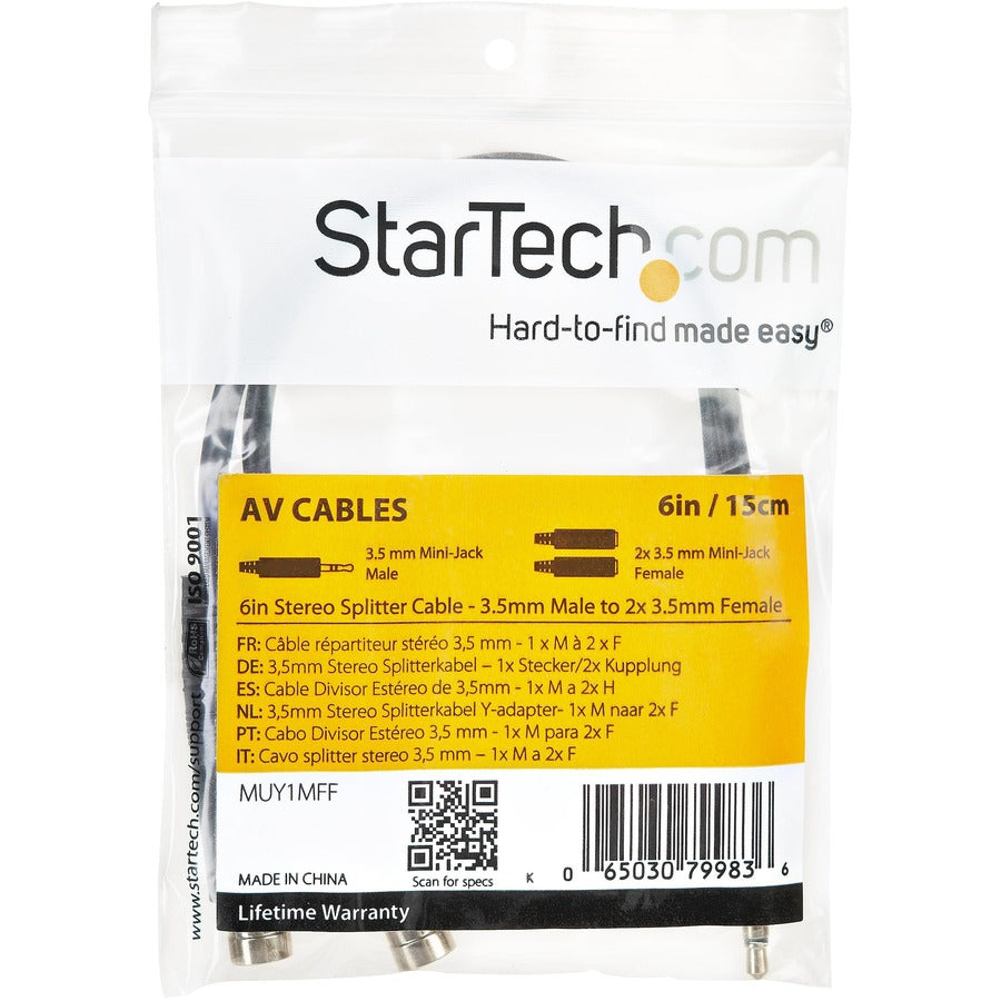 StarTech.com StarTech.com Stereo Splitter Cable - Phono Stereo 3.5mm (M) - Phono 2x Stereo (F) - 6in