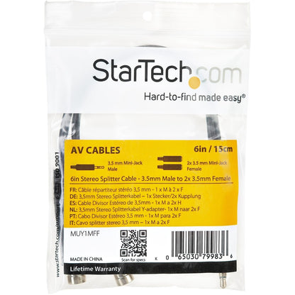 StarTech.com StarTech.com Stereo Splitter Cable - Phono Stereo 3.5mm (M) - Phono 2x Stereo (F) - 6in