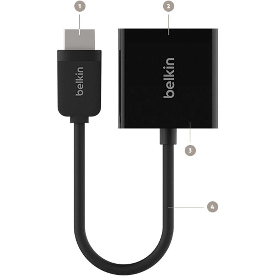 Belkin HDMI to VGA + 3.5mm Audio Adapter, HDMI-M/VGA-F