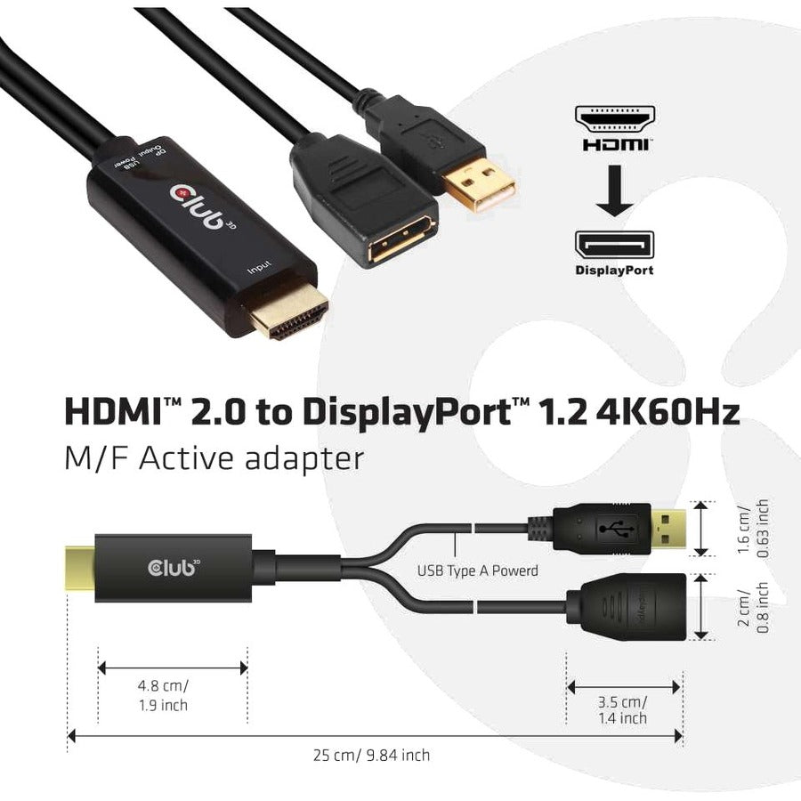 Club 3D HDMI to DisplayPort 4K60Hz M/F Active Adapter