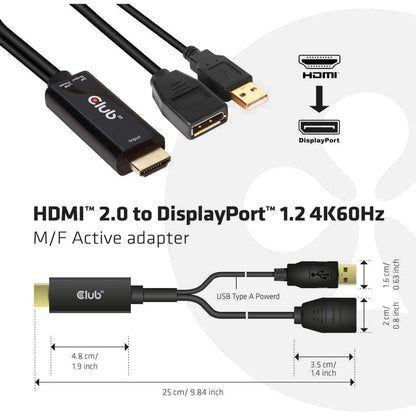 Club 3D HDMI to DisplayPort 4K60Hz M/F Active Adapter