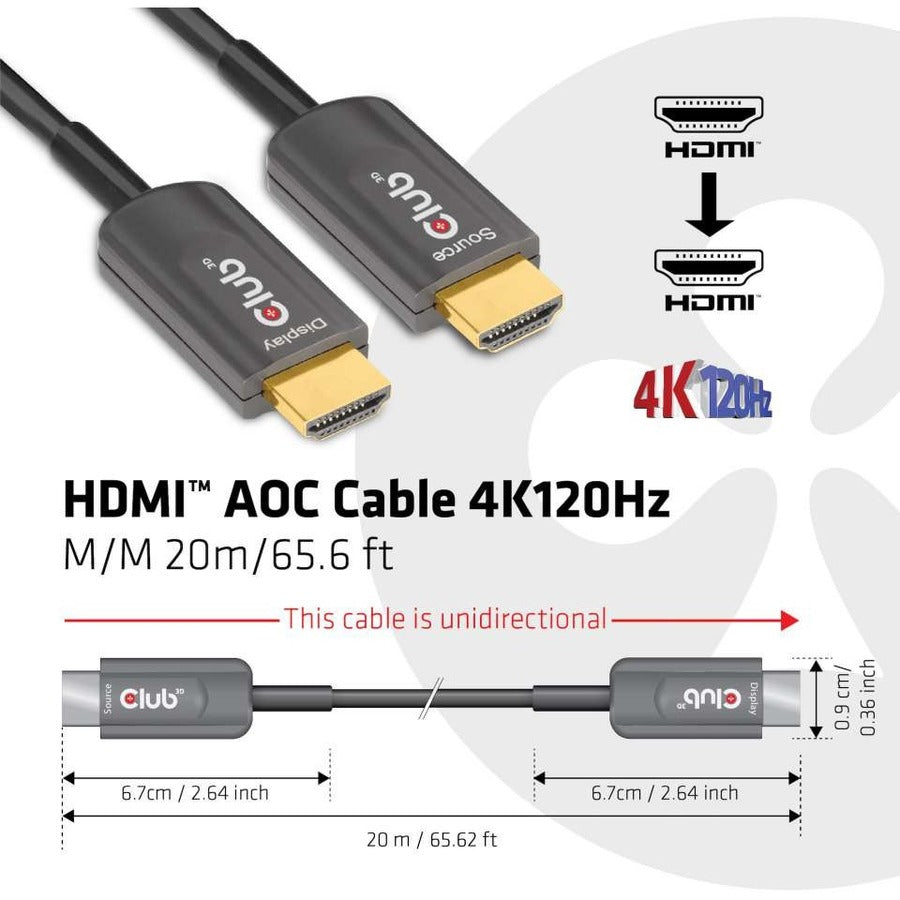 Club 3D HDMI AOC Cable 4K120Hz M/M 20m/65.6 ft