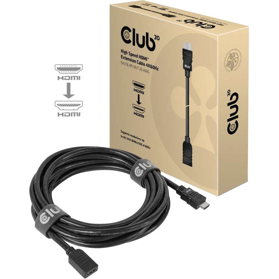 Club 3D High Speed HDMI Extension Cable 4K60Hz M/F 5m/16.4ft 26 AWG