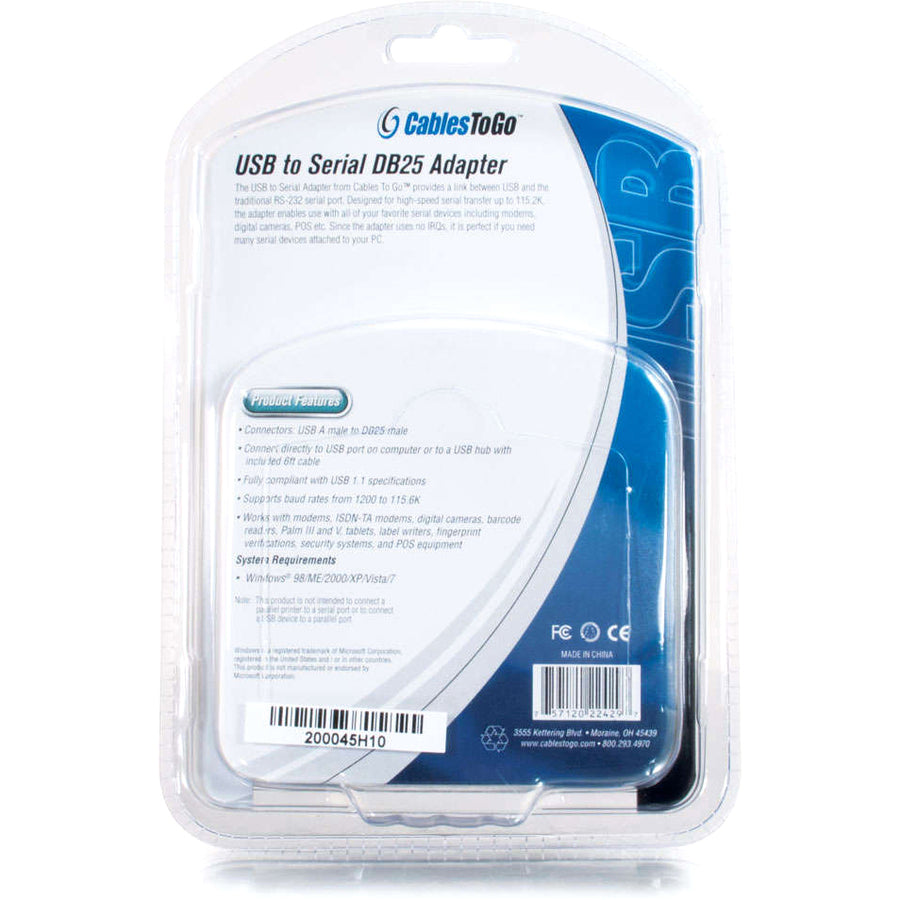 C2G 6ft USB to DB25 Serial RS232 Adapter Cable