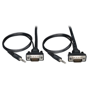 Tripp Lite 3ft SVGA / VGA Coax Monitor Cable Low Profile with Audio and RGB High Resolution HD15 M/M 3'