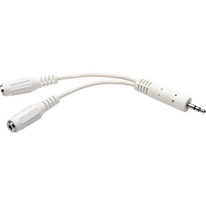 Tripp Lite 6in Mini Stereo Cable Adapter Y Splitter 3.5mm M to 2xF White 6"