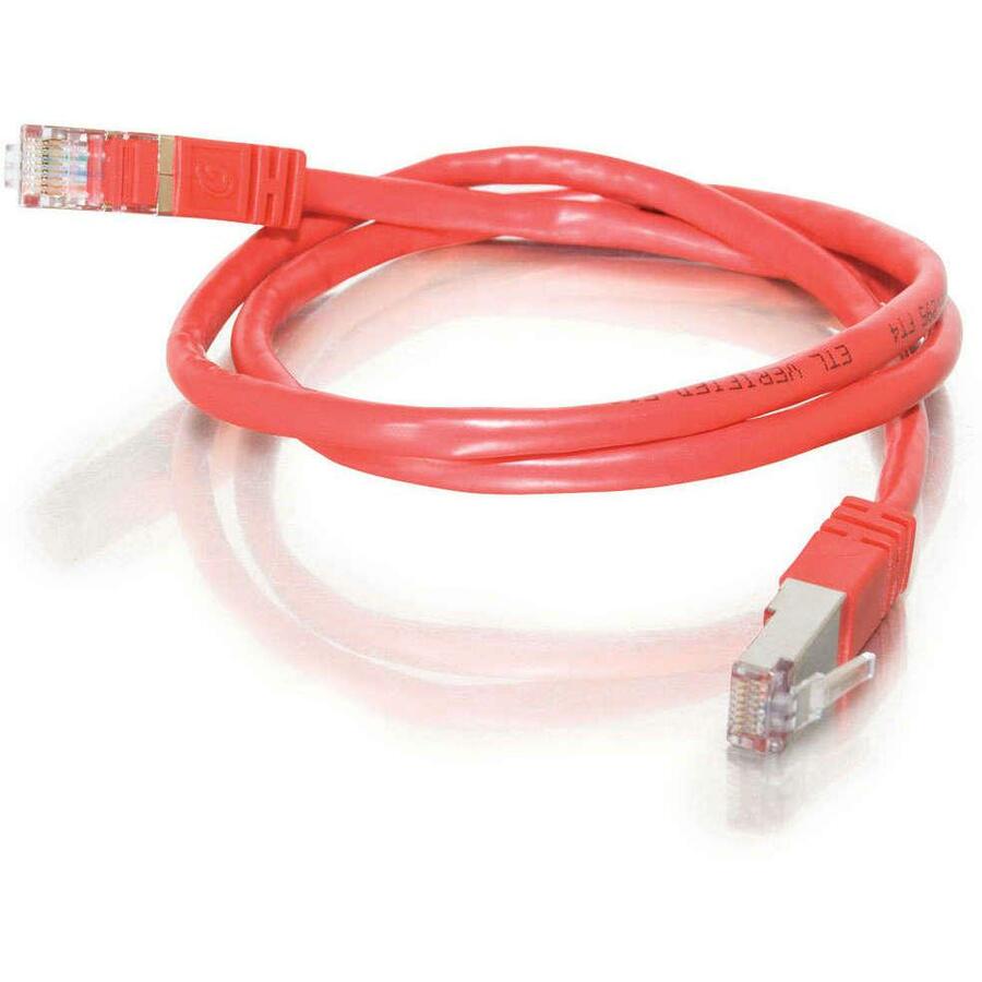 C2G-50ft Cat5e Molded Shielded (STP) Network Patch Cable - Red