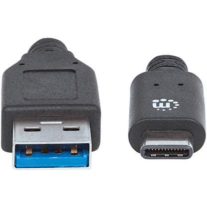 Manhattan SuperSpeed+ USB 3.1 Gen2 A Male to C Male Device Cable, 10 Gbps, 3 ft, Black