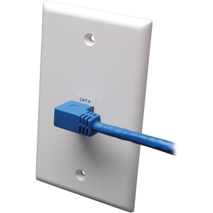 Tripp Lite 5ft Cat6 Gigabit Molded Patch Cable RJ45 Right Angle to Straight M/M Blue 5'