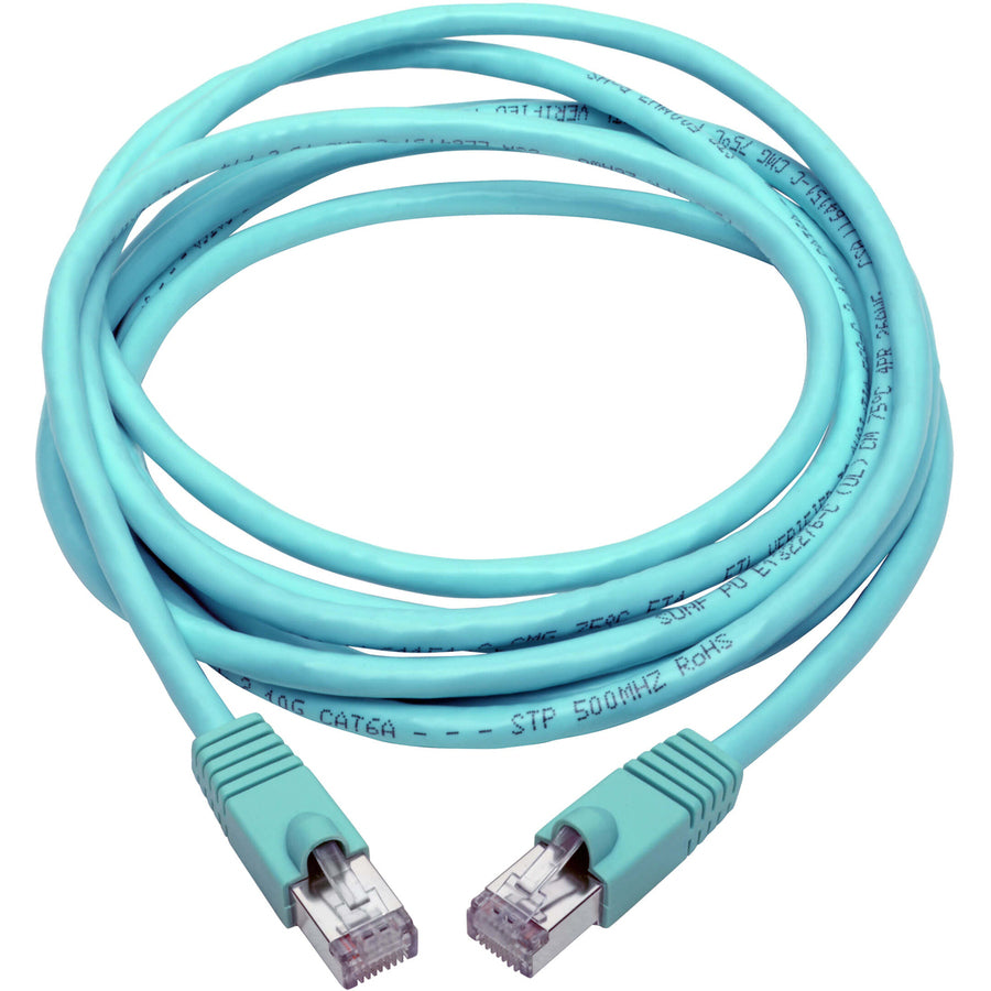 Tripp Lite Cat6a Snagless Shielded STP Patch Cable 10G, PoE, Aqua M/M 10ft