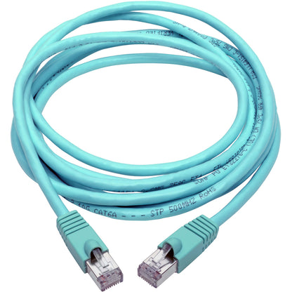 Tripp Lite Cat6a Snagless Shielded STP Patch Cable 10G, PoE, Aqua M/M 10ft
