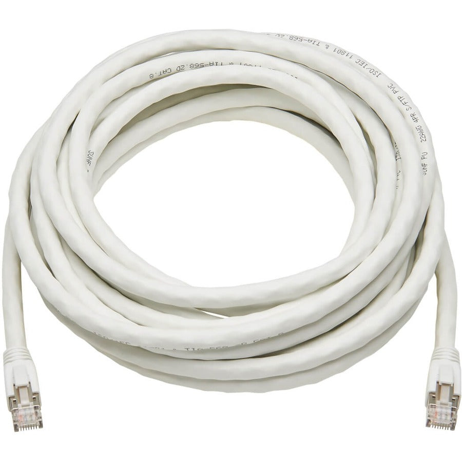 Tripp Lite Cat8 Patch Cable 25G/40G Certified Snagless M/M PoE White 25ft