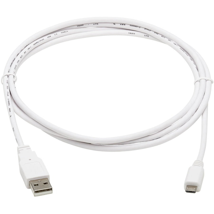 Tripp Lite Safe-IT USB-A to USB Micro-B Antibacterial Cable (M/M), USB 2.0, White, 6 ft.