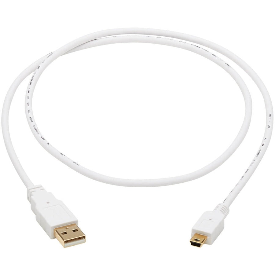 Tripp Lite Safe-IT USB-A to USB Mini-B Antibacterial Cable (M/M), USB 2.0, White, 3 ft.