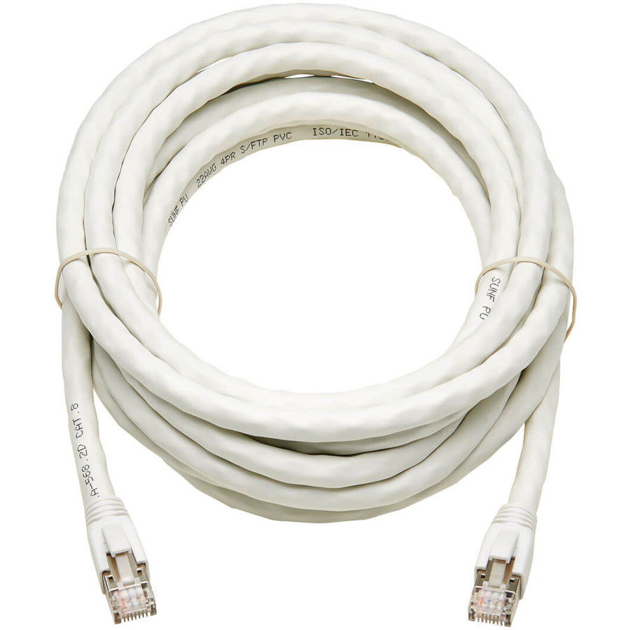 Tripp Lite Cat8 Patch Cable 25G/40G Certified Snagless M/M PoE White 15ft