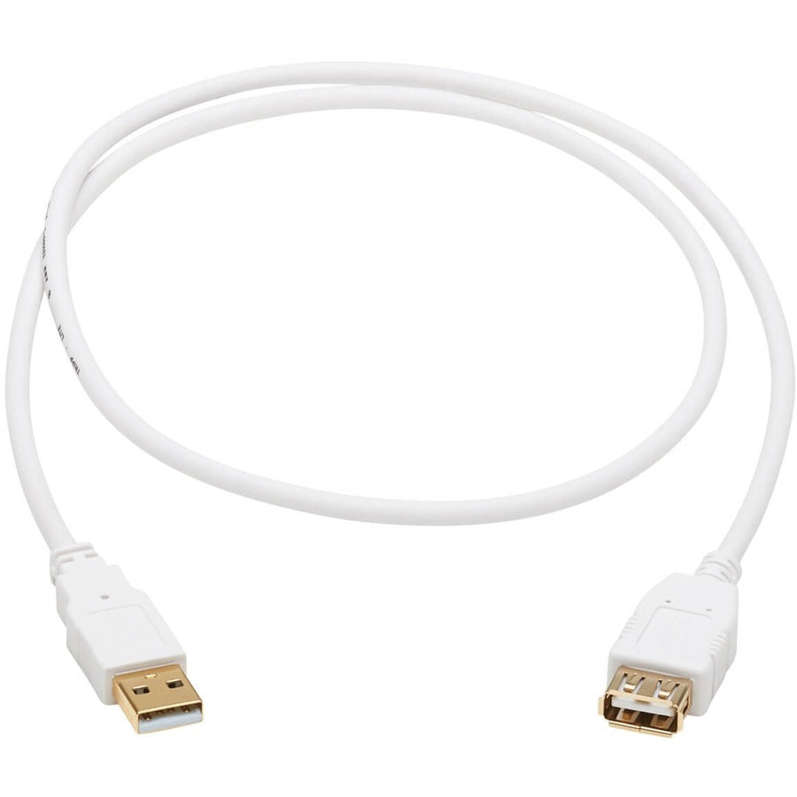 Tripp Lite Safe-IT USB-A Antibacterial Extension Cable (M/F), USB 2.0, White, 3 ft.