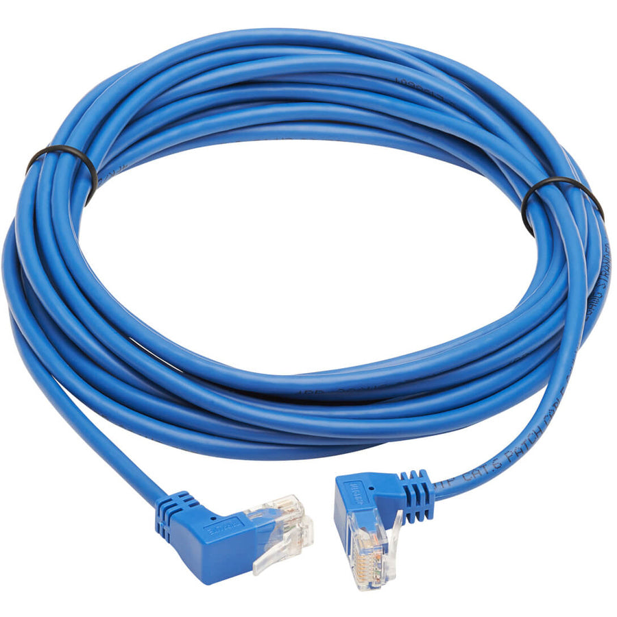 Tripp Lite Cat6 Ethernet Cable Up/Down Angled UTP Slim Molded M/M Blue 15ft