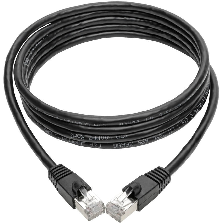 Tripp Lite Cat6a Ethernet Cable 10G STP Snagless Shielded PoE M/M Black 8ft