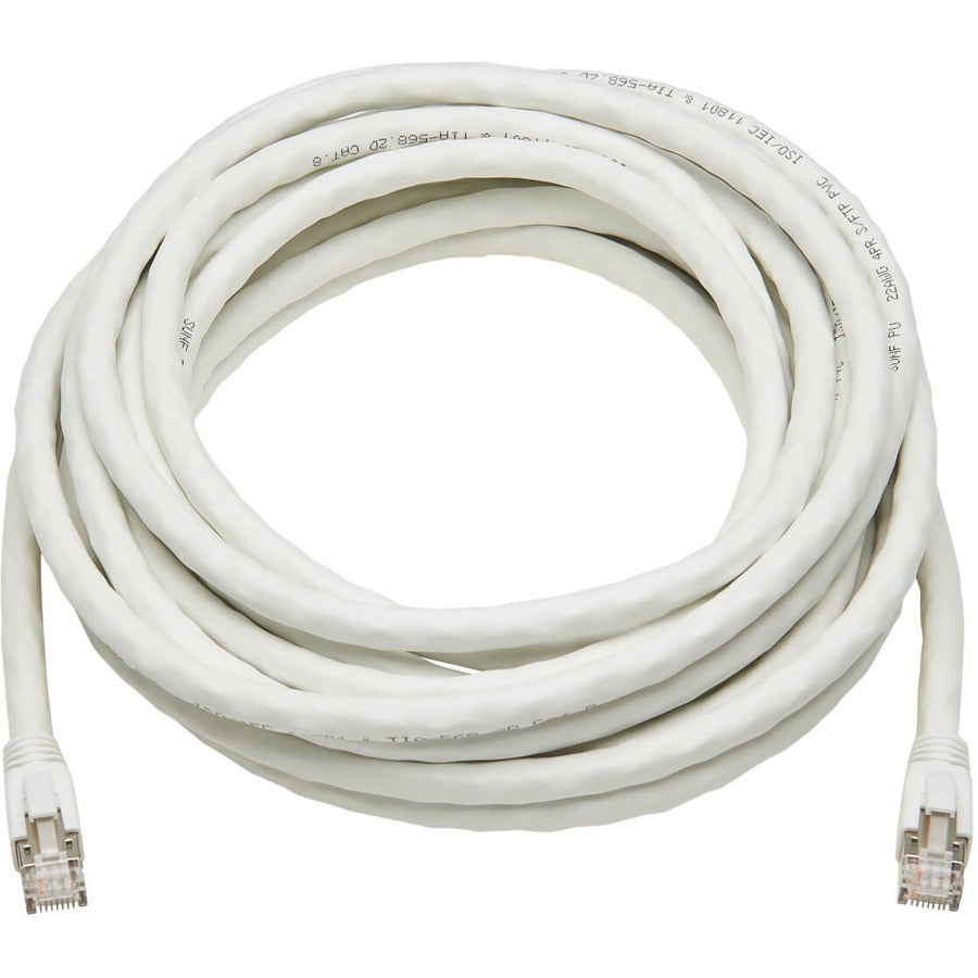 Tripp Lite Cat8 Patch Cable 25G/40G Certified Snagless M/M PoE White 40ft