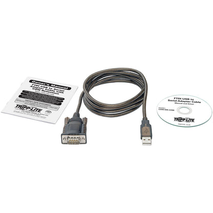 Tripp Lite RS232 to USB Adapter Cable with COM Retention (USB-A to DB9 M/M), FTDI, 5 ft.