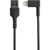 StarTech.com 1m USB A to Lightning Cable iPhone iPad Durable Right Angled 90 Degree Black Charger Cord w/Aramid Fiber Apple MFI Certified