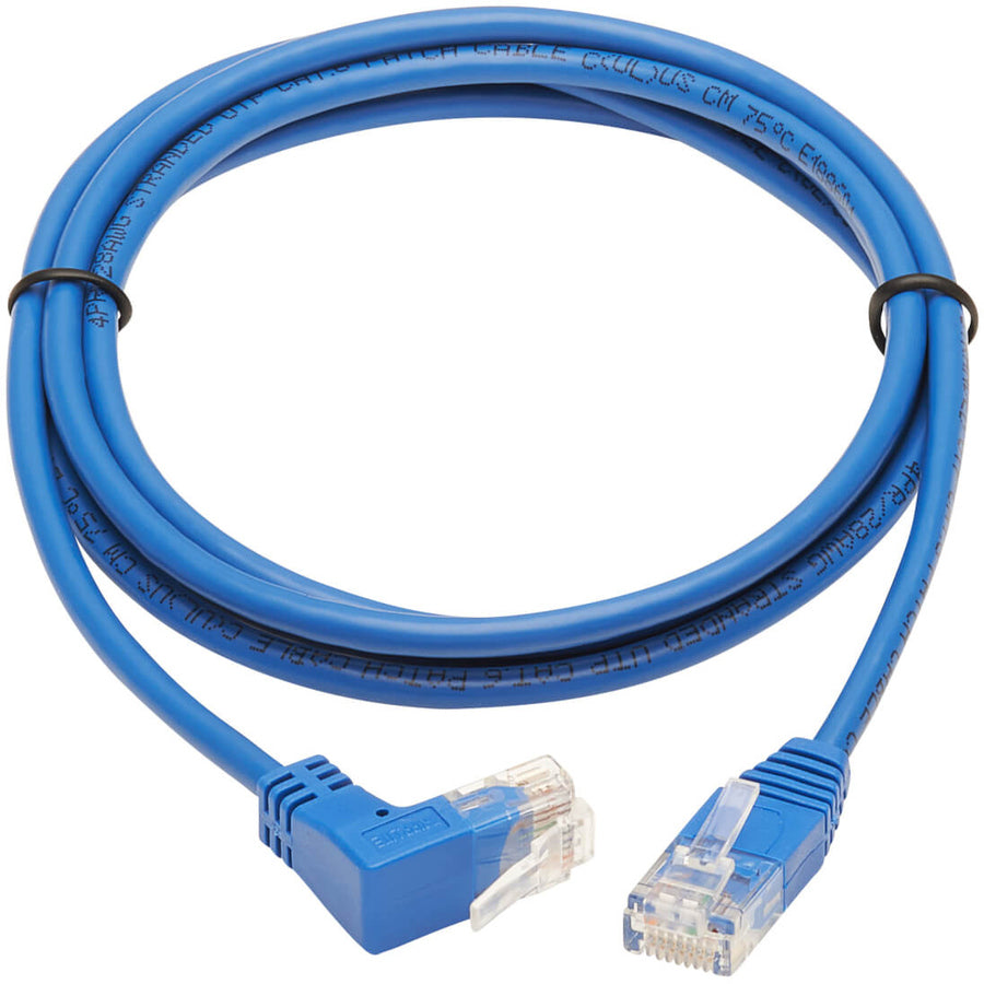 Tripp Lite Cat6 Ethernet Cable Up Angled UTP Slim Molded M/M RJ45 Blue 7ft