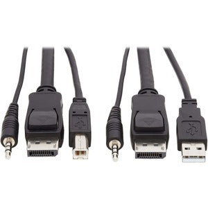 Tripp Lite DisplayPort KVM Cable Kit 3 in 1 4K USB 3.5 mm Audio 3xM/3xM 6ft