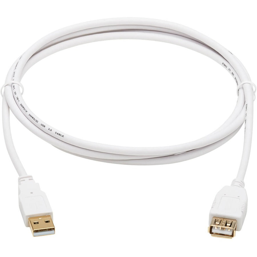 Tripp Lite Safe-IT USB-A Antibacterial Extension Cable (M/F), USB 2.0, White, 6 ft.
