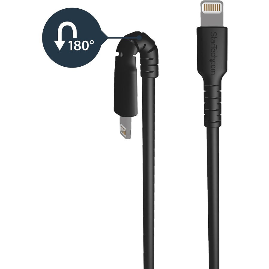 StarTech.com 3 foot/1m Durable Black USB-A to Lightning Cable, Rugged Heavy Duty Charging/Sync Cable for Apple iPhone/iPad MFi Certified