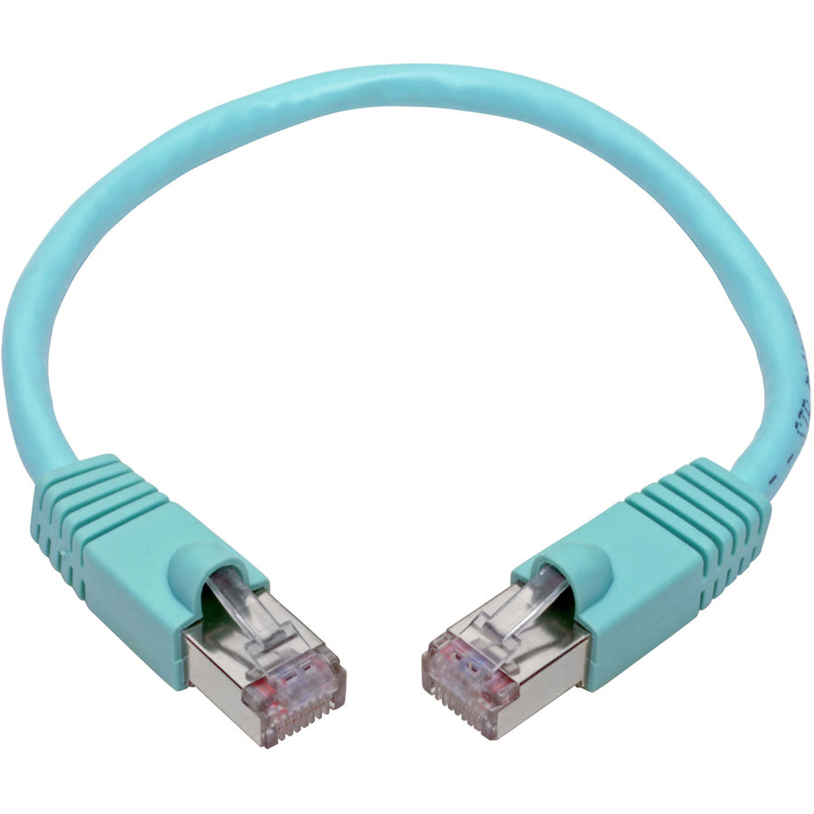 Tripp Lite Cat6a Snagless Shielded STP Patch Cable 10G, PoE, Aqua M/M 1ft