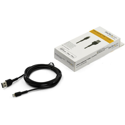 StarTech.com 6 foot/2m Durable Black USB-A to Lightning Cable, Rugged Heavy Duty Charging/Sync Cable for Apple iPhone/iPad MFi Certified