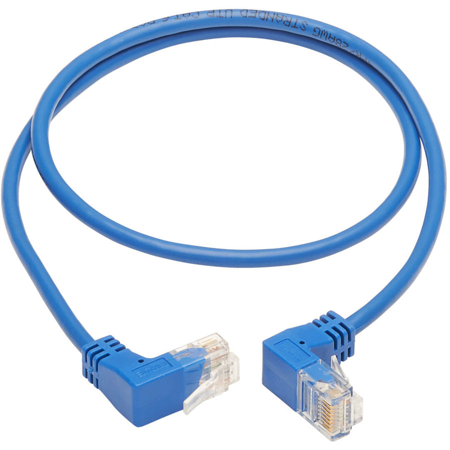 Tripp Lite Cat6 Ethernet Cable Up/Down Angled UTP Slim Molded M/M Blue 3ft