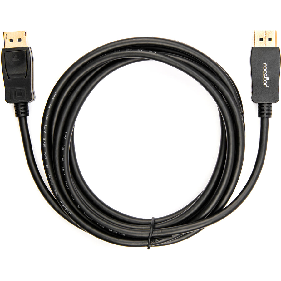Rocstor Premium 12ft / 4m DisplayPort 1.2 Cable M/M - DisplayPort 4k - DisplayPort Male Digital Audio/Video - 12ft - Black- DP TO DP Cable 4Kx2K